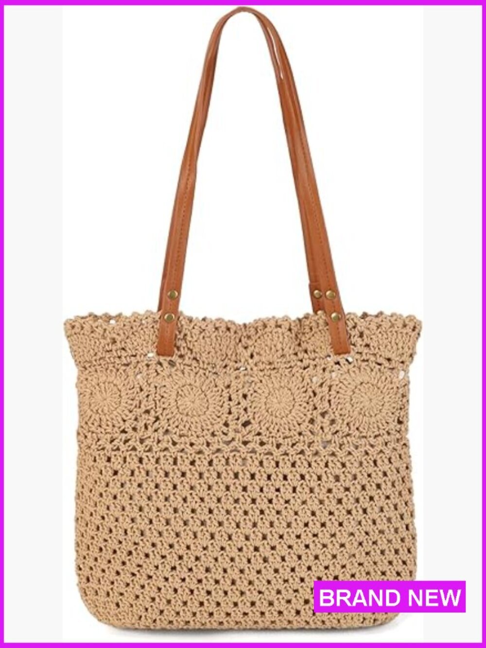 Woven Straw Shoulder Bag Boho Crossbody Purse Summer Beach Crochet Hobo
